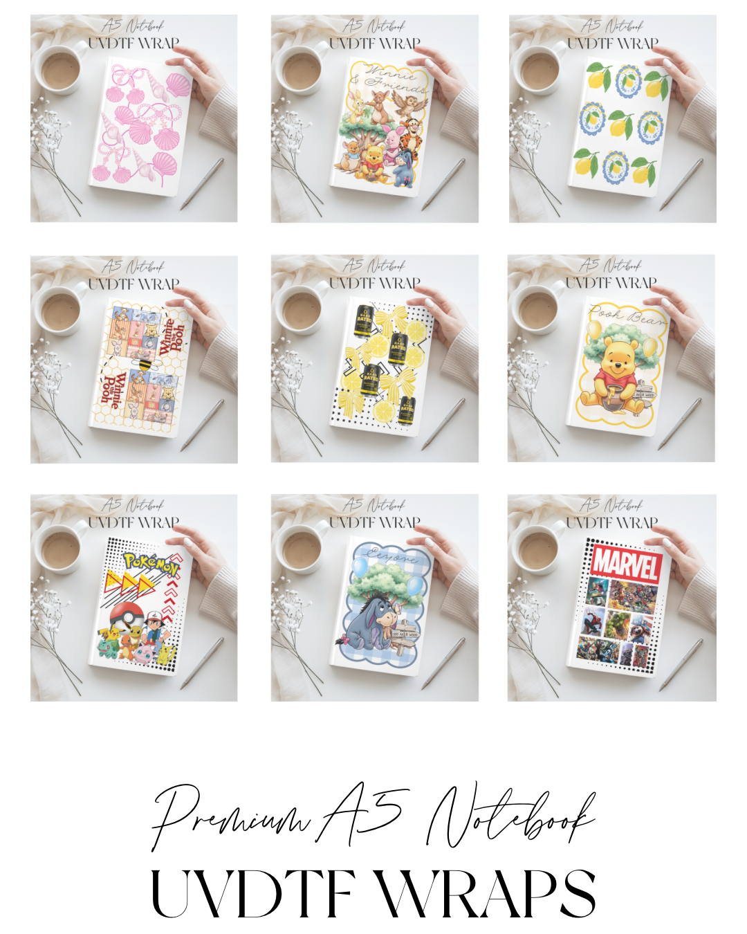 Premium A5 Notebook UVDTF Wraps | A5 Transfer | Ready to Apply