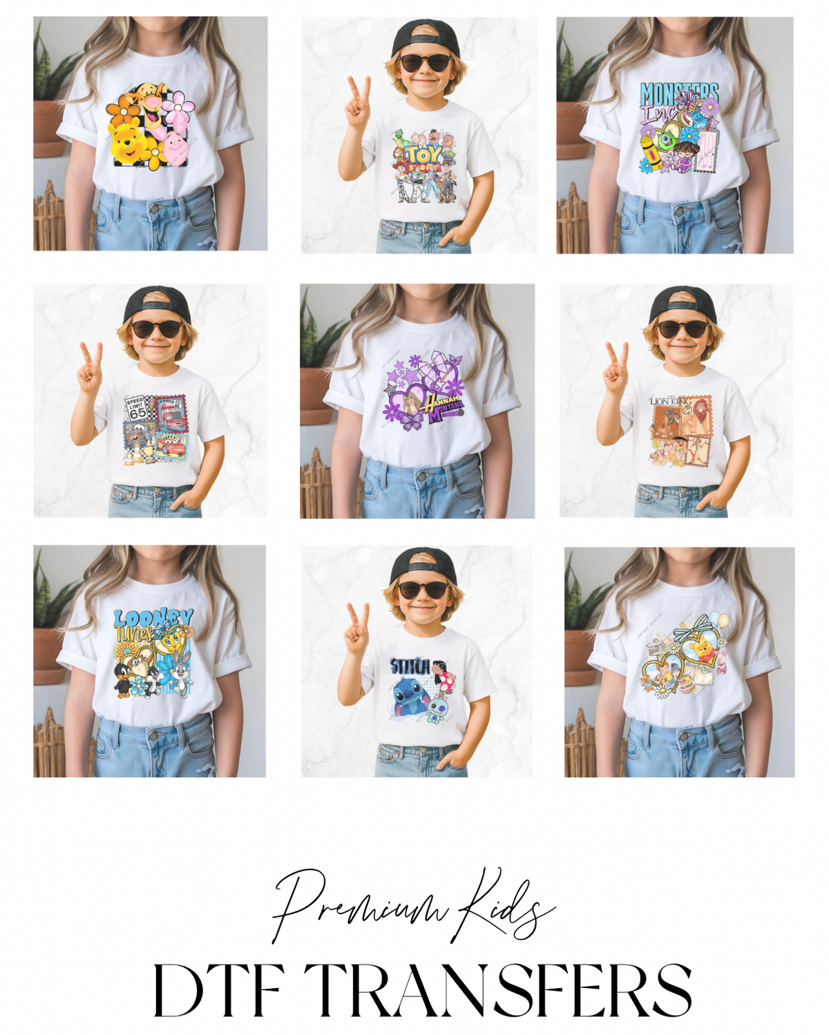 Kids DTF Heat Transfer Set | 20cm Transfer | Matching 10cm Transfer