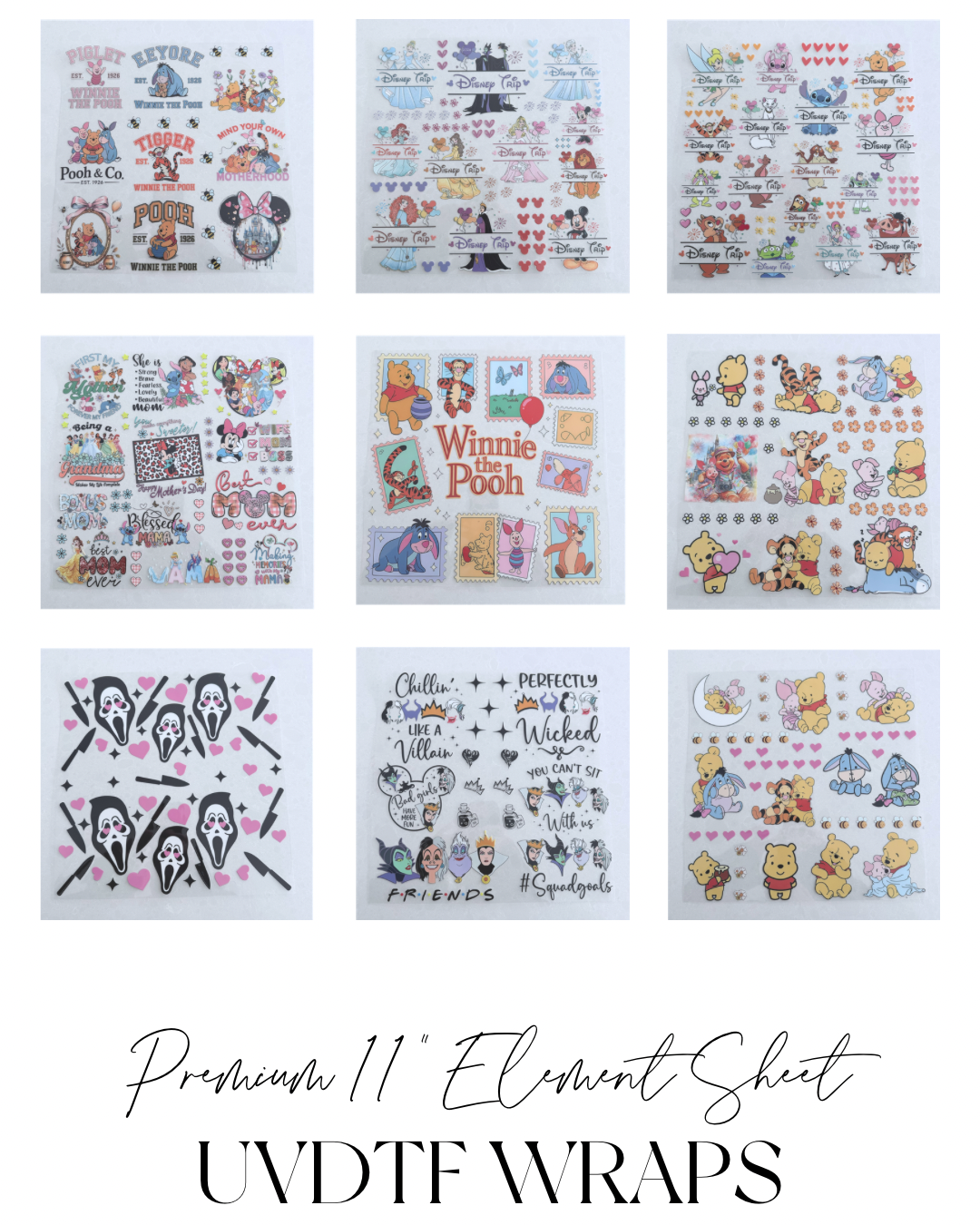 Premium 11-Inch Element UVDTF Sheet | Multi Element Transfer Pack | Ready to Apply