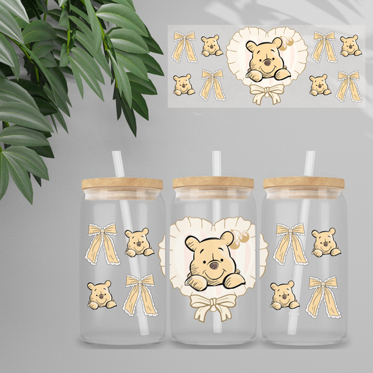 Double Sided UVDTF Wrap | 16oz Tumbler Transfer | 24cm x 11cm | Honey Bear & Friends | 2