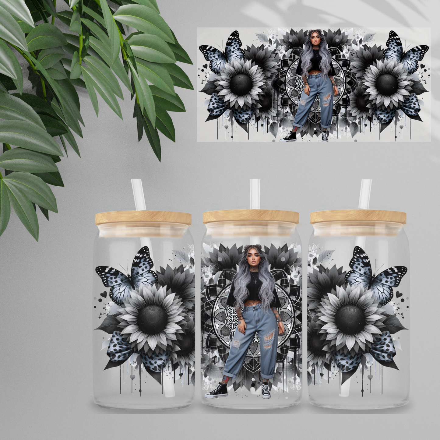 Double Sided UV DTF Wrap 16oz Tumbler Transfer (24cm x 11cm) Design 60