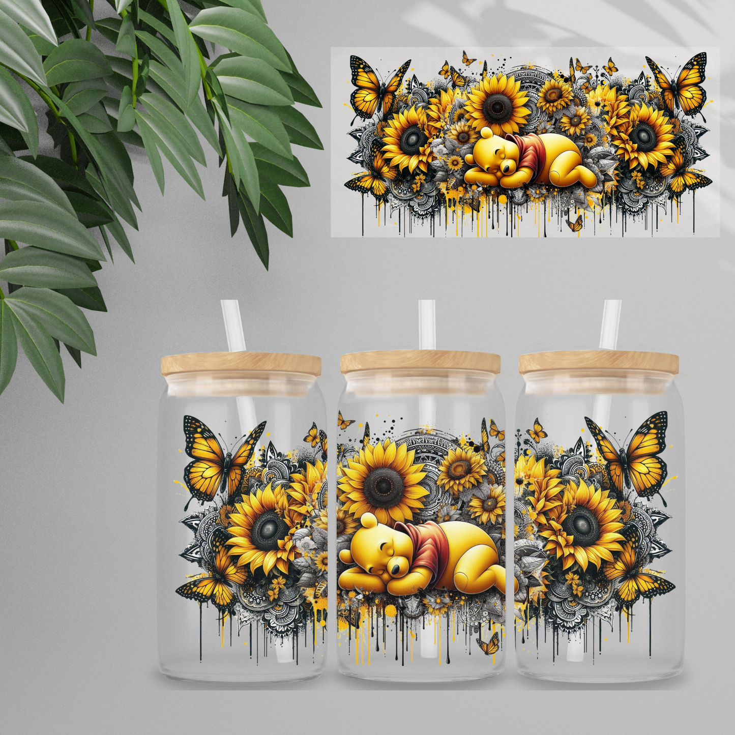 Double Sided UVDTF Wrap | 16oz Tumbler Transfer | 24cm x 11cm | Honey Bear & Friends | 51