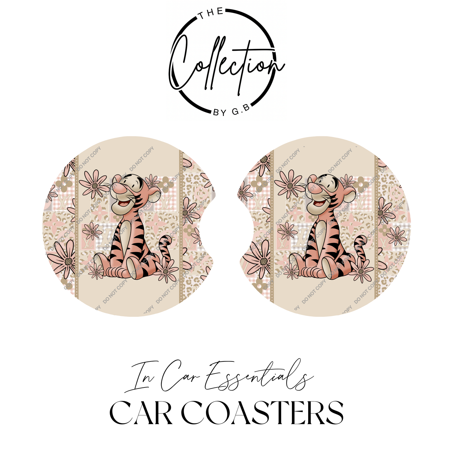 Neoprene Car Coaster Set | Absorbent Cup Holder Protectors | Stylish Car Accessory | Design 84