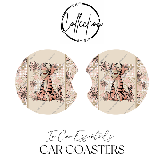Neoprene Car Coaster Set | Absorbent Cup Holder Protectors | Stylish Car Accessory | Design 84
