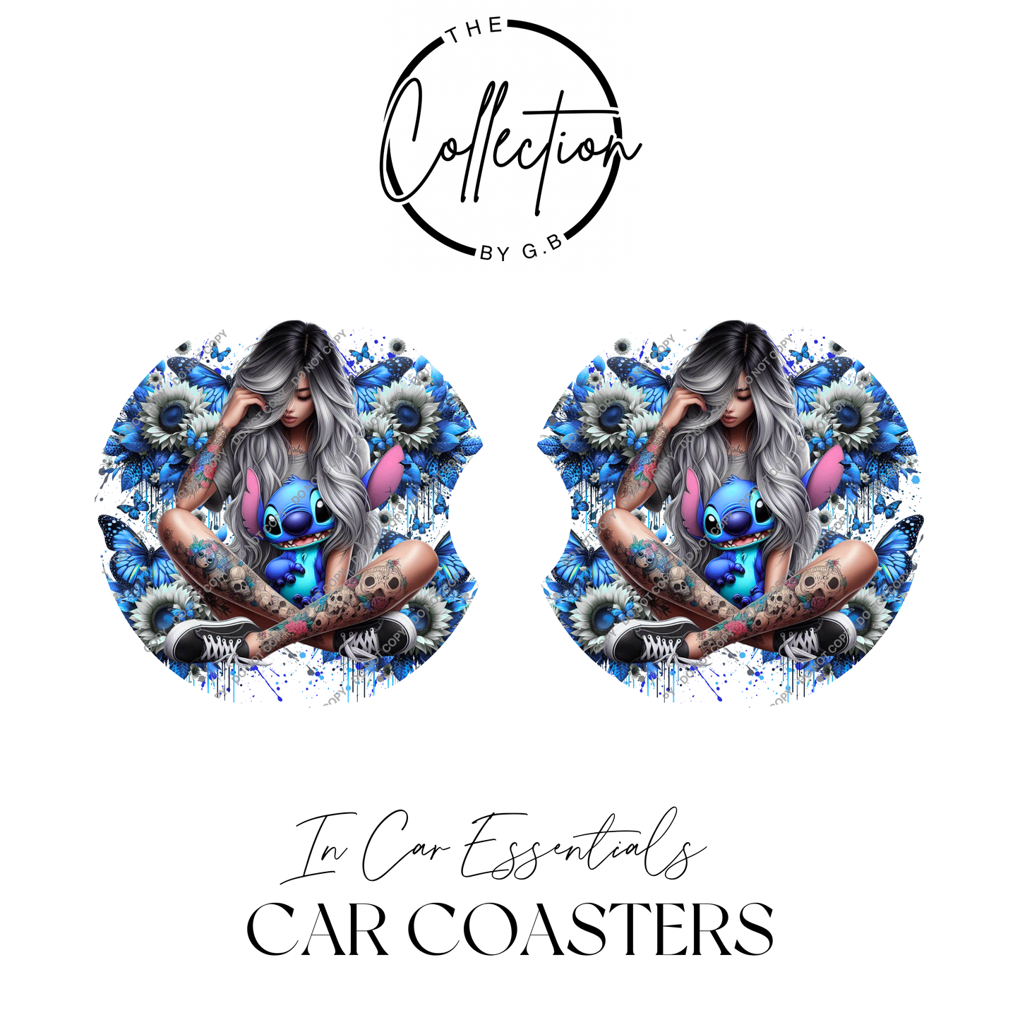Neoprene Car Coaster Set | Absorbent Cup Holder Protectors | Stylish Car Accessory | Design 8