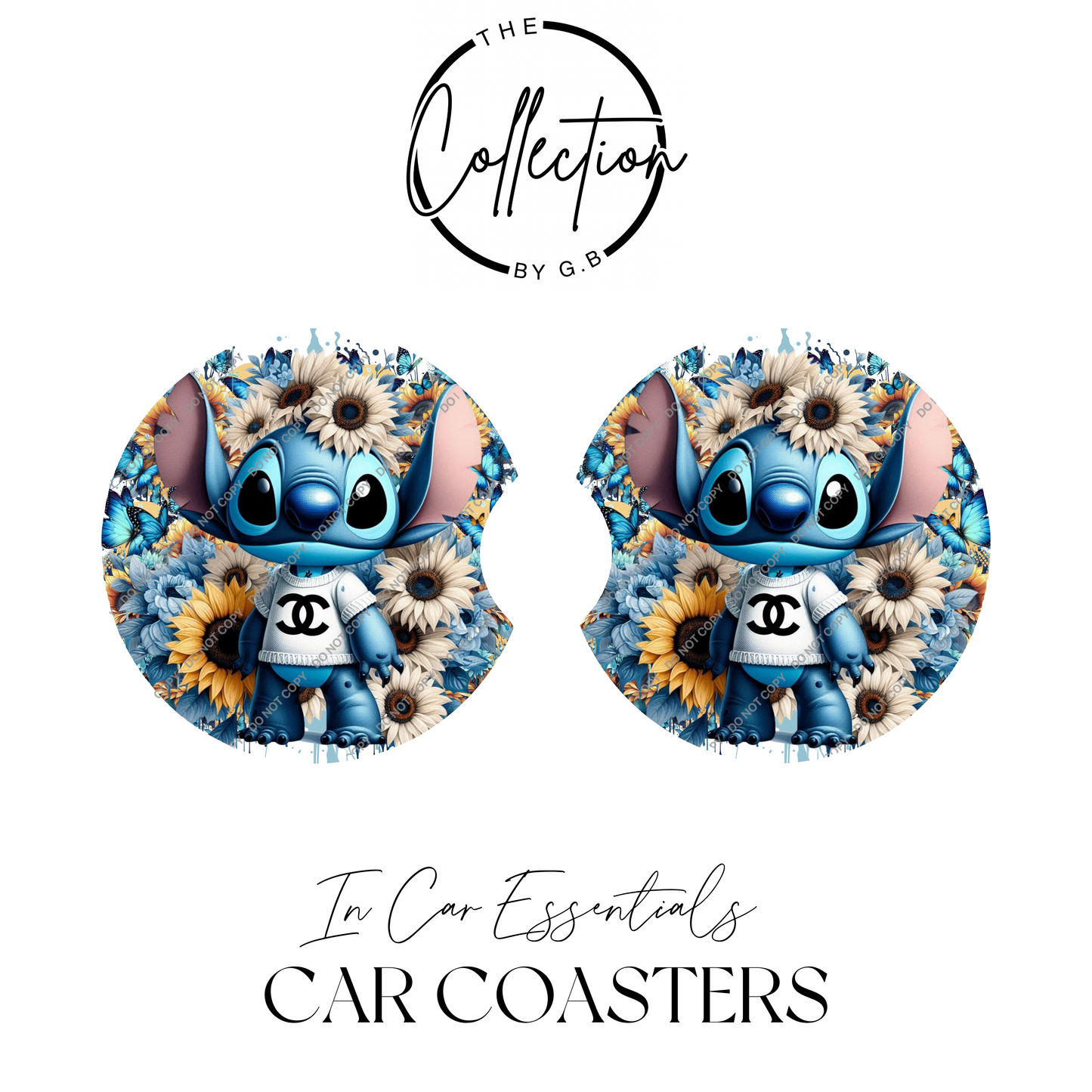 Neoprene Car Coaster Set | Absorbent Cup Holder Protectors | Stylish Car Accessory | Design 18
