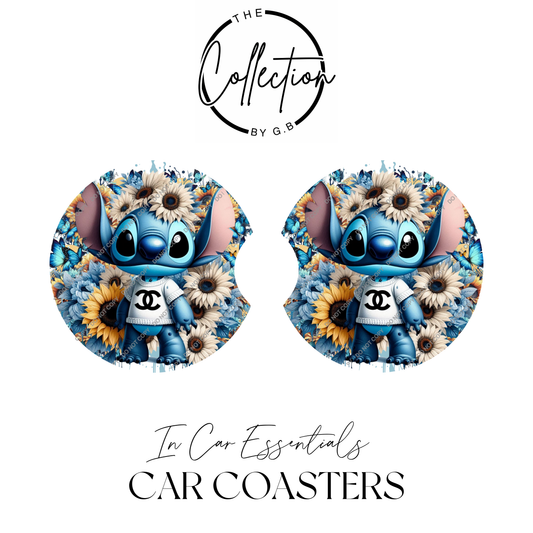 Neoprene Car Coaster Set | Absorbent Cup Holder Protectors | Stylish Car Accessory | Design 18