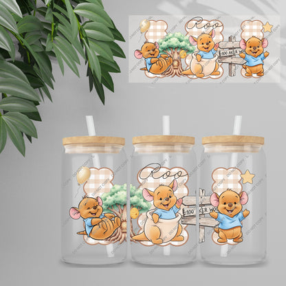 UVDTF Wrap - Gingham Honey Bear & Friends Double Sided | 16oz Tumbler Transfer