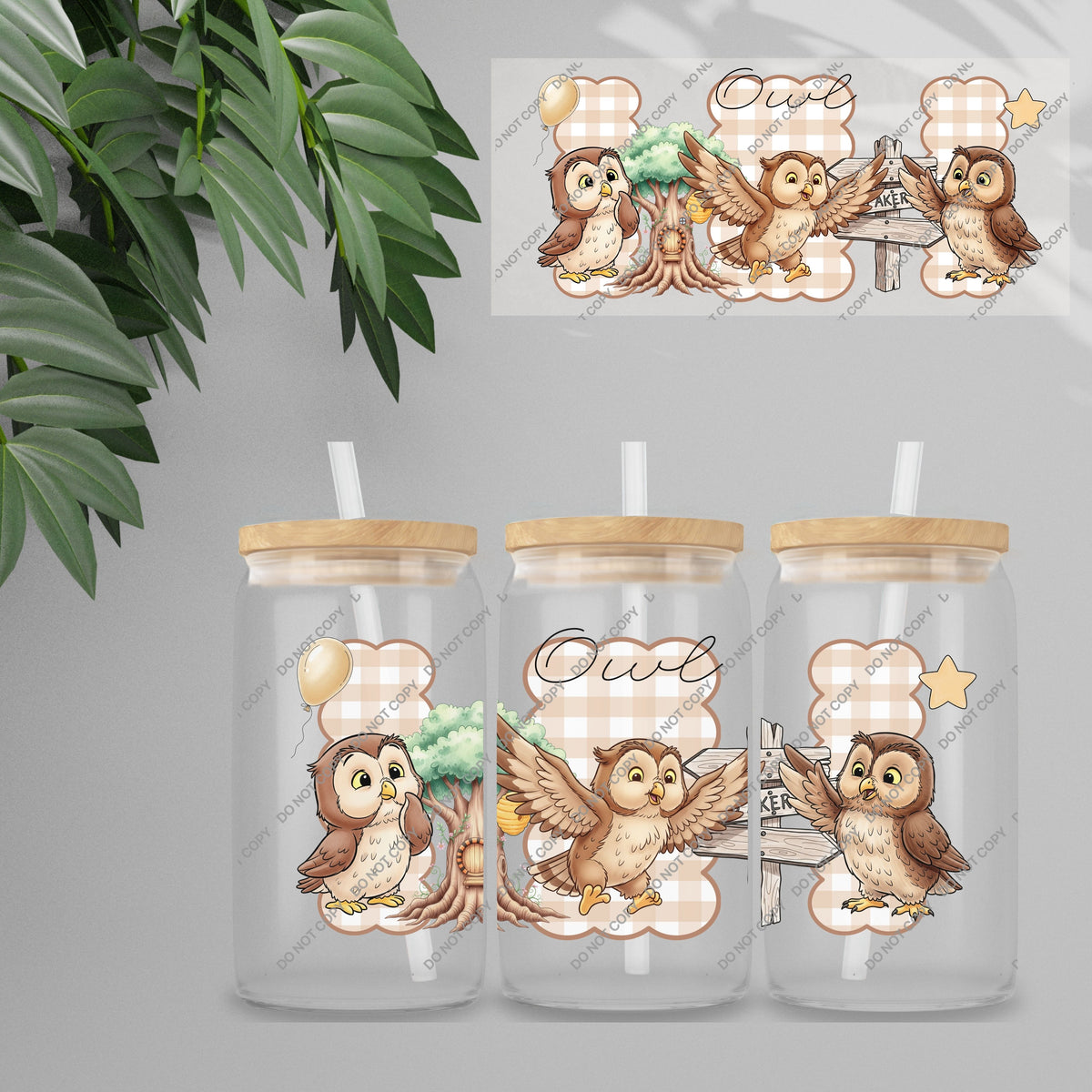 UVDTF Wrap - Gingham Honey Bear & Friends Double Sided | 16oz Tumbler Transfer