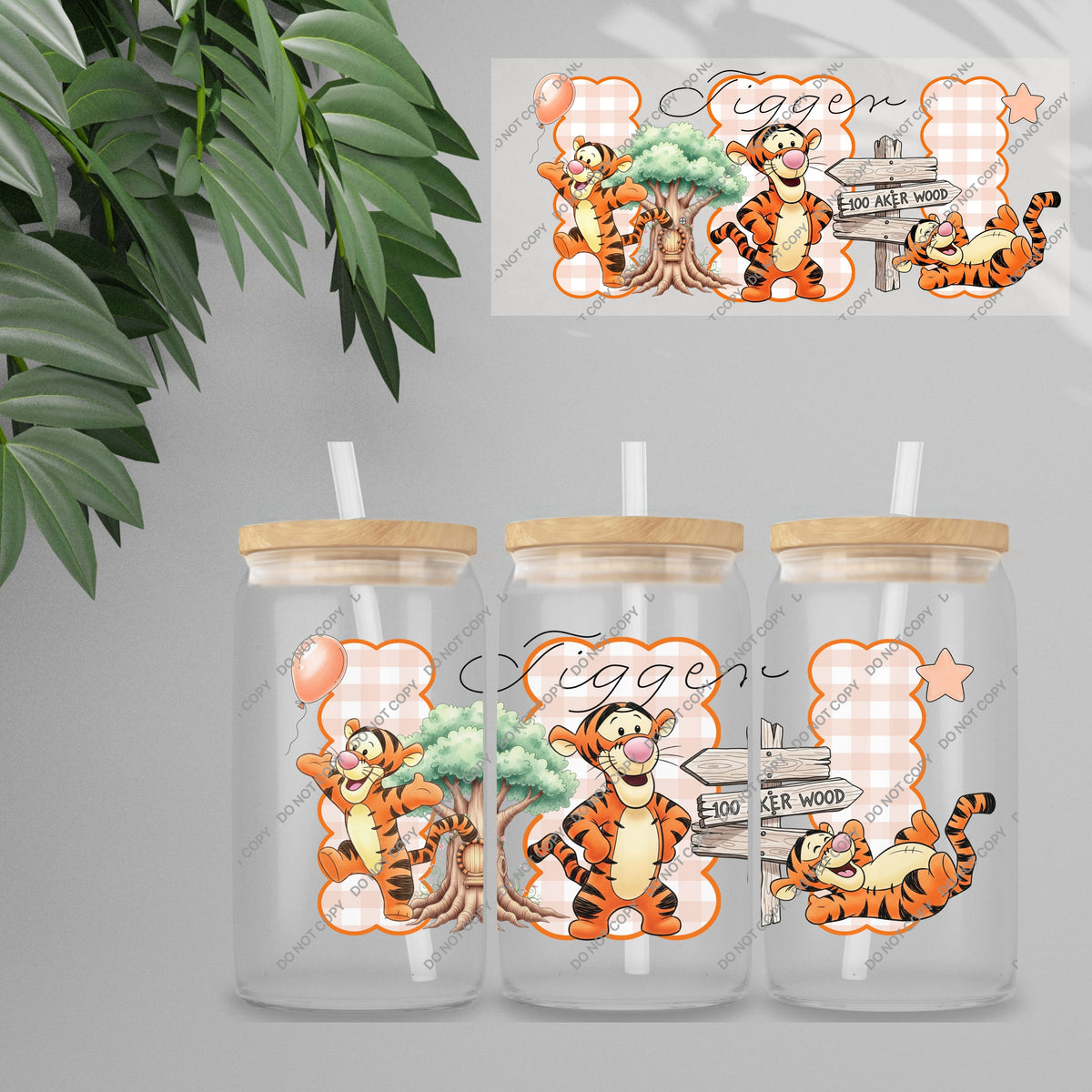 UVDTF Wrap - Gingham Honey Bear & Friends Double Sided | 16oz Tumbler Transfer