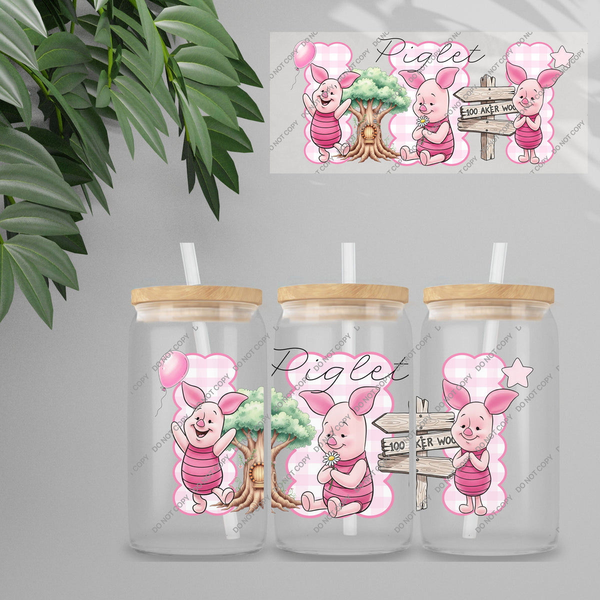 UVDTF Wrap - Gingham Honey Bear & Friends Double Sided | 16oz Tumbler Transfer
