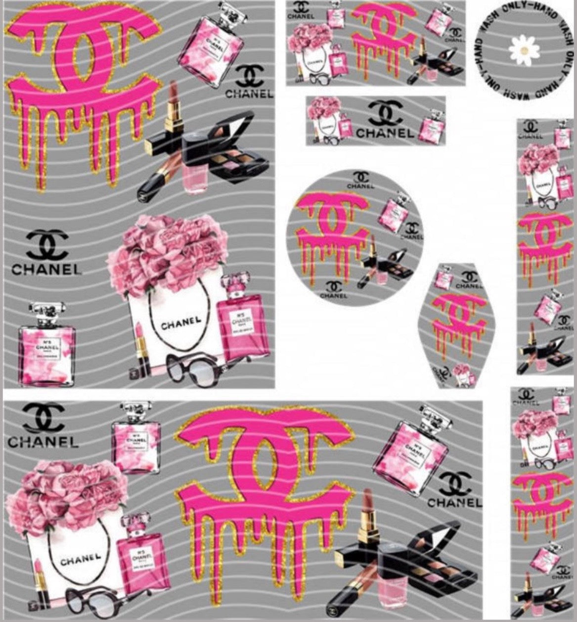 Premium 8-in-1 UVDTF Wraps | Multi Design Transfer Pack | Ready to Apply | Design 78
