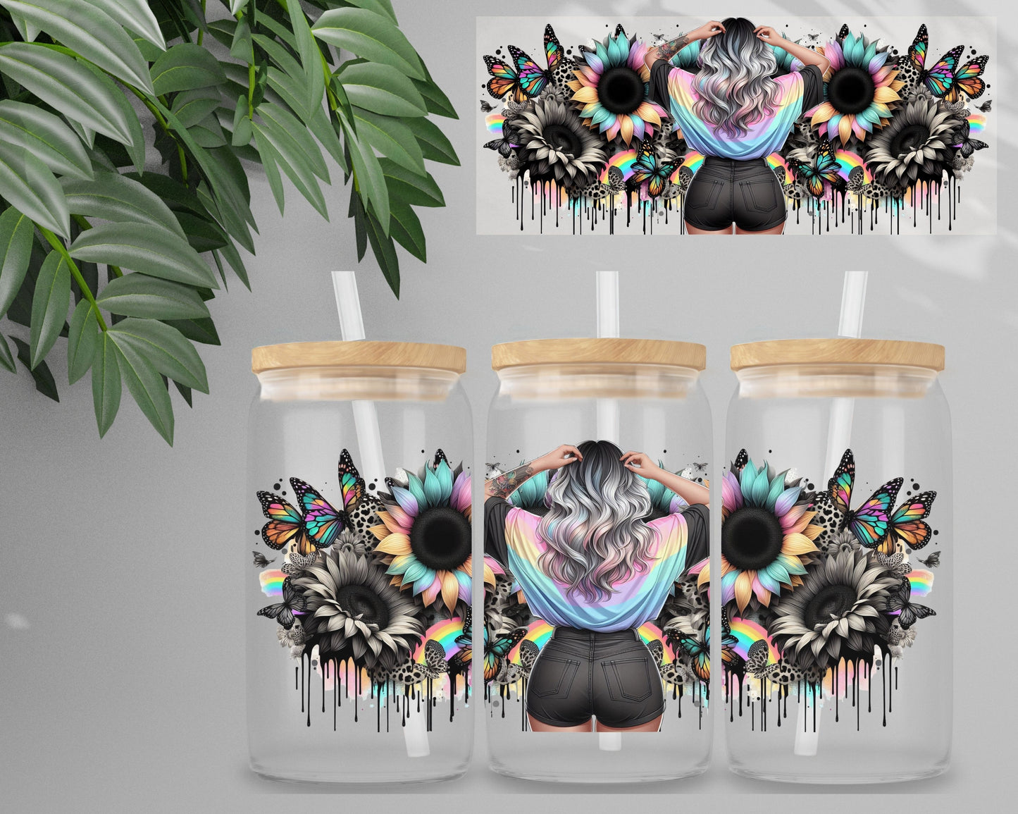 Double Sided  UV DTF Wrap 16oz Tumbler Transfer (24cm x 11cm) Design 3