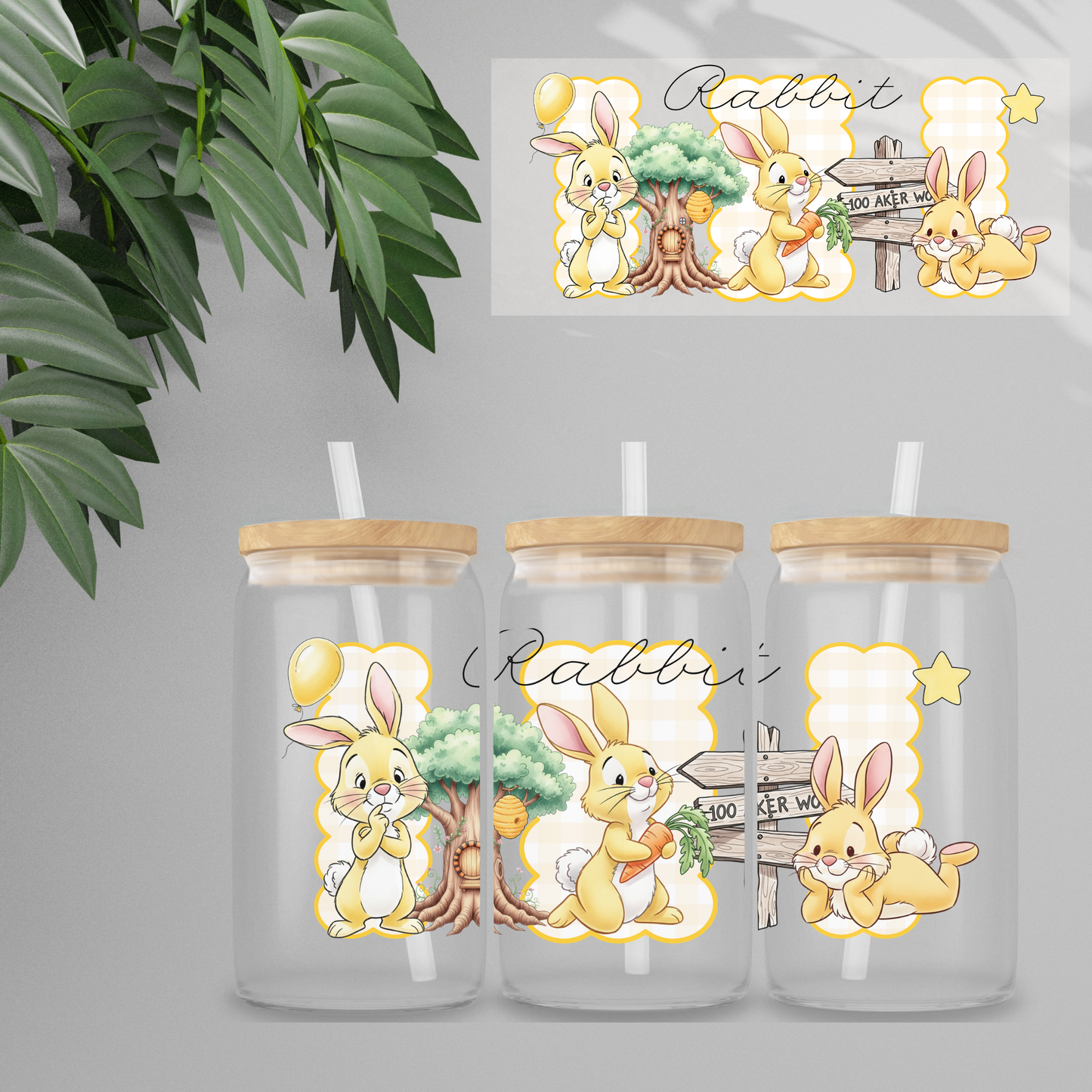 Double Sided UVDTF Wrap | 16oz Tumbler Transfer | 24cm x 11cm | Honey Bear & Friends | 52