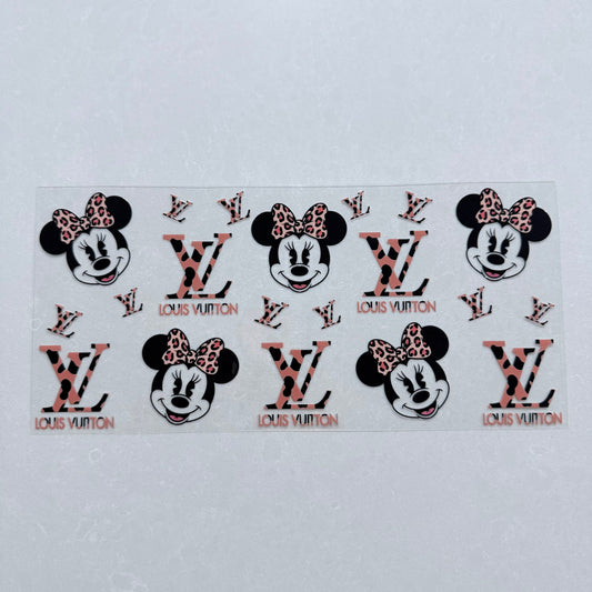 Single Sided UV DTF Wrap 16oz Tumbler Transfer (24cm x 11cm) Mouse leopard Print designer