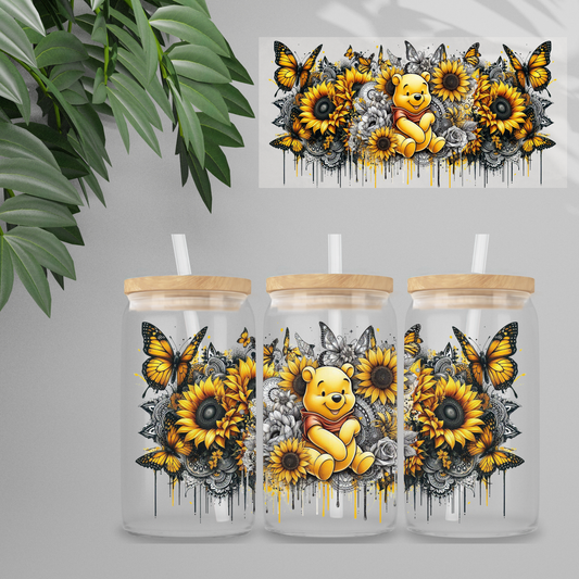 Double Sided UVDTF Wrap | 16oz Tumbler Transfer | 24cm x 11cm | Honey Bear & Friends | 47