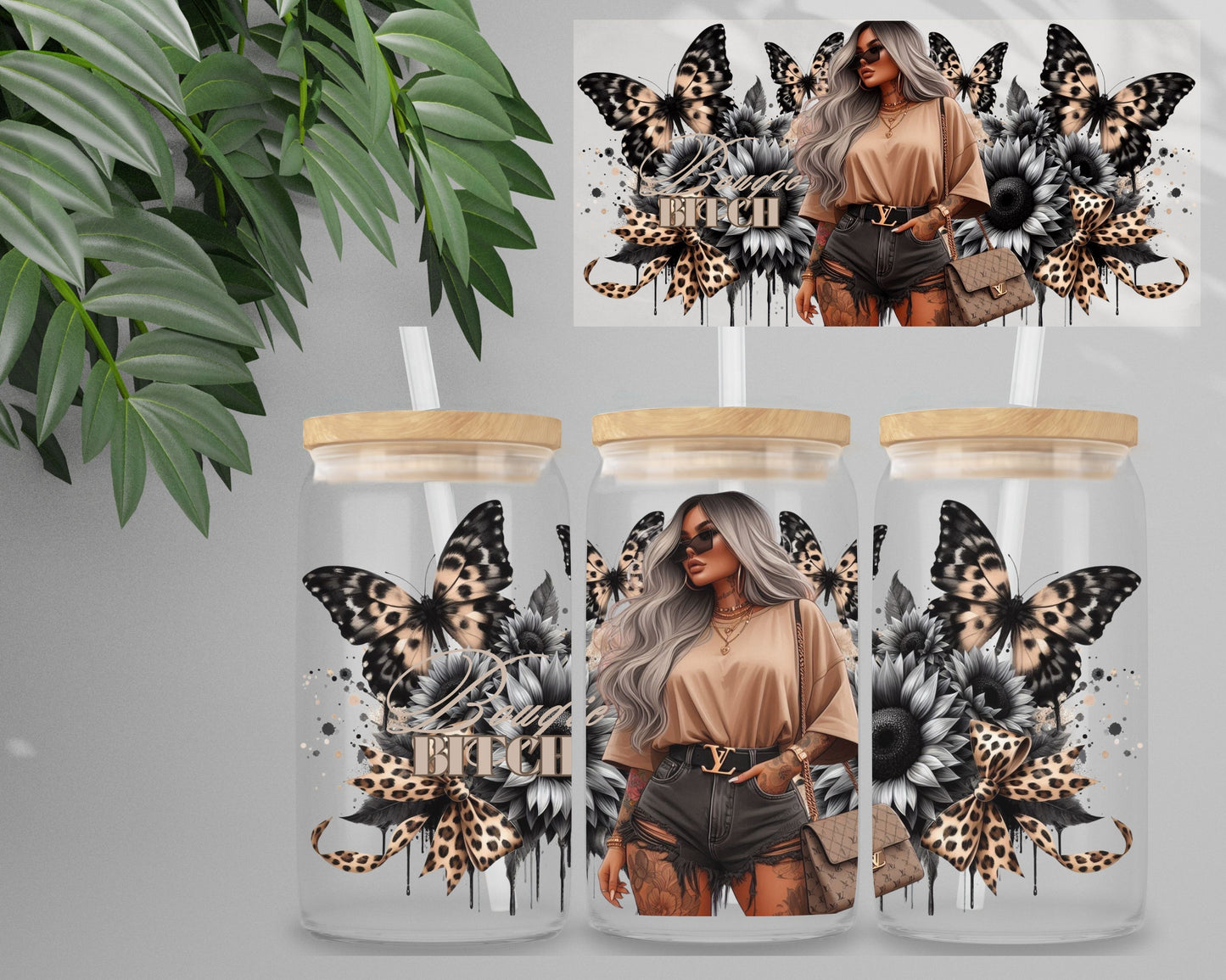 Double Sided UV DTF Wrap 16oz Tumbler Transfer (24cm x 11cm) Design 52