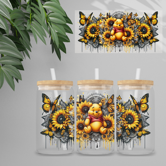Double Sided UVDTF Wrap | 16oz Tumbler Transfer | 24cm x 11cm | Honey Bear & Friends | 49