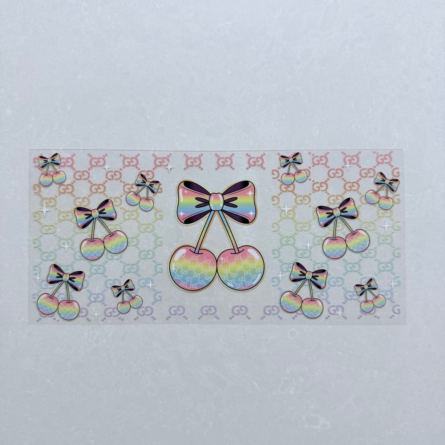 Single Sided UV DTF Wrap 16oz Tumbler Transfer (24cm x 11cm) GG pastel cherry