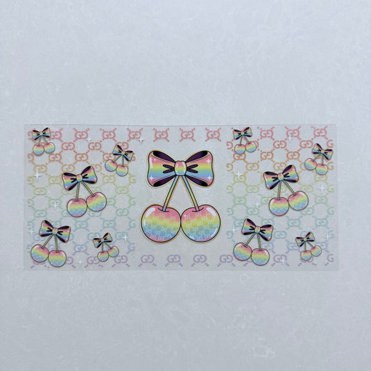 Single Sided UV DTF Wrap 16oz Tumbler Transfer (24cm x 11cm) GG pastel cherry