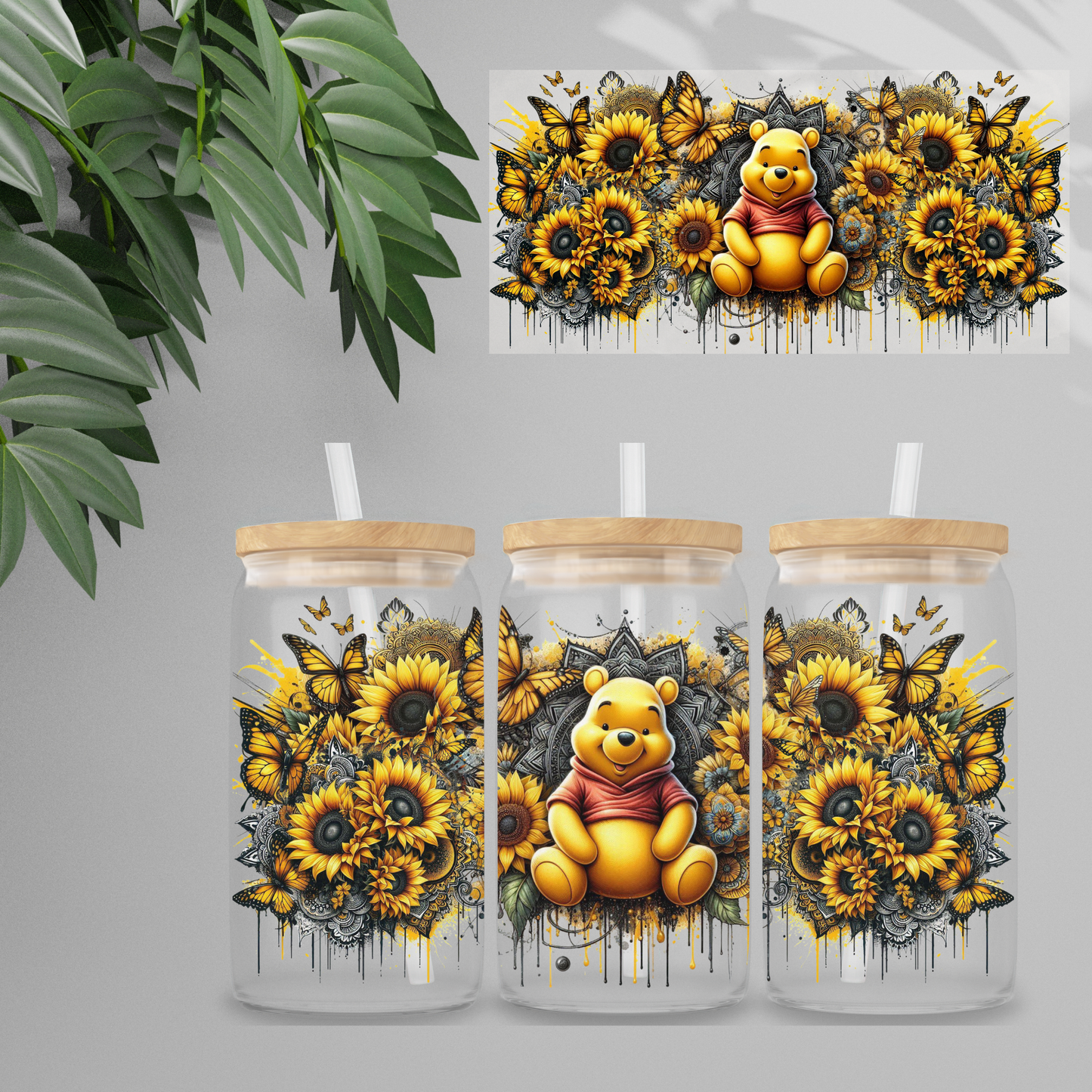 Double Sided UVDTF Wrap | 16oz Tumbler Transfer | 24cm x 11cm | Honey Bear & Friends | 48