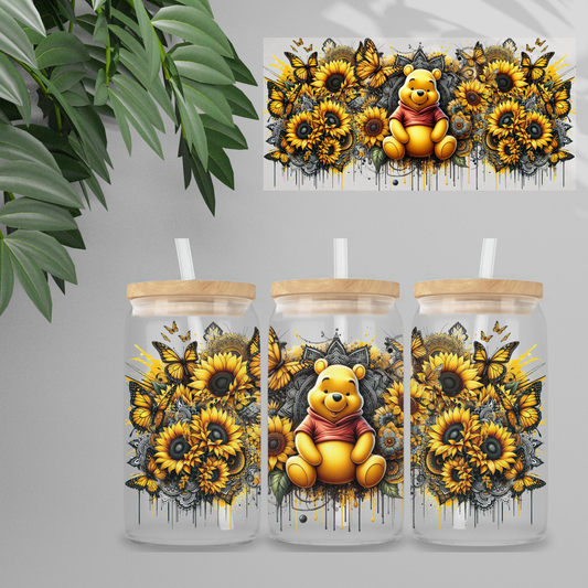 Double Sided UVDTF Wrap | 16oz Tumbler Transfer | 24cm x 11cm | Honey Bear & Friends | 48