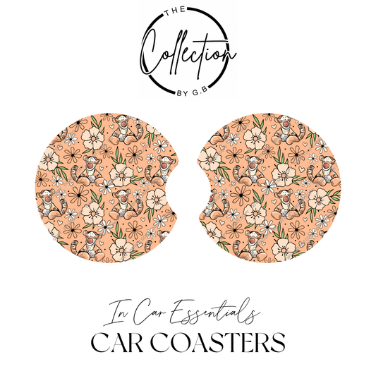 Neoprene Car Coaster Set | Absorbent Cup Holder Protectors | Stylish Car Accessory | Design 61