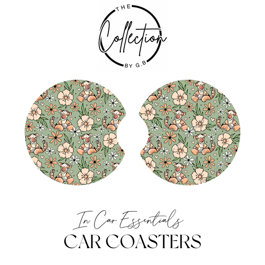 Neoprene Car Coaster Set | Absorbent Cup Holder Protectors | Stylish Car Accessory | Design 62