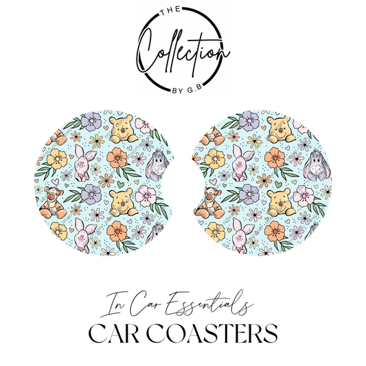 Neoprene Car Coaster Set | Absorbent Cup Holder Protectors | Stylish Car Accessory | Design 65