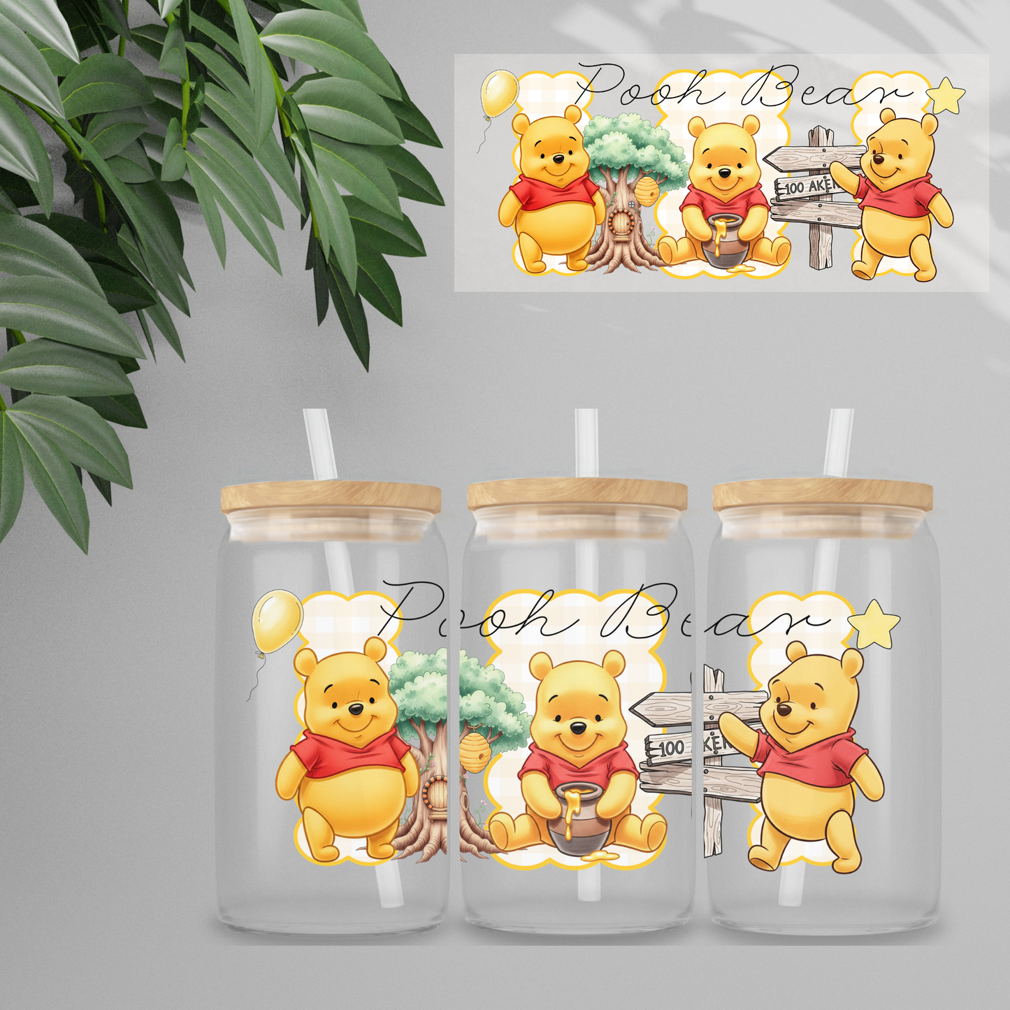 Double Sided UVDTF Wrap | 16oz Tumbler Transfer | 24cm x 11cm | Honey Bear & Friends | 59