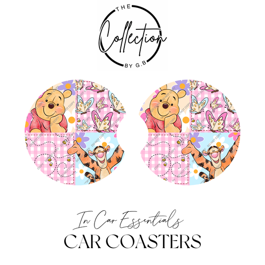 Neoprene Car Coaster Set | Absorbent Cup Holder Protectors | Stylish Car Accessory | Design 69