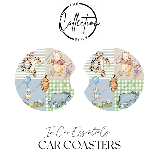 Neoprene Car Coaster Set | Absorbent Cup Holder Protectors | Stylish Car Accessory | Design 68