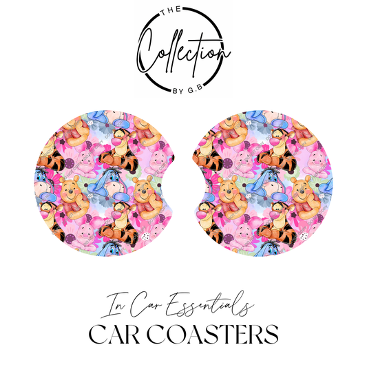 Neoprene Car Coaster Set | Absorbent Cup Holder Protectors | Stylish Car Accessory | Design 66