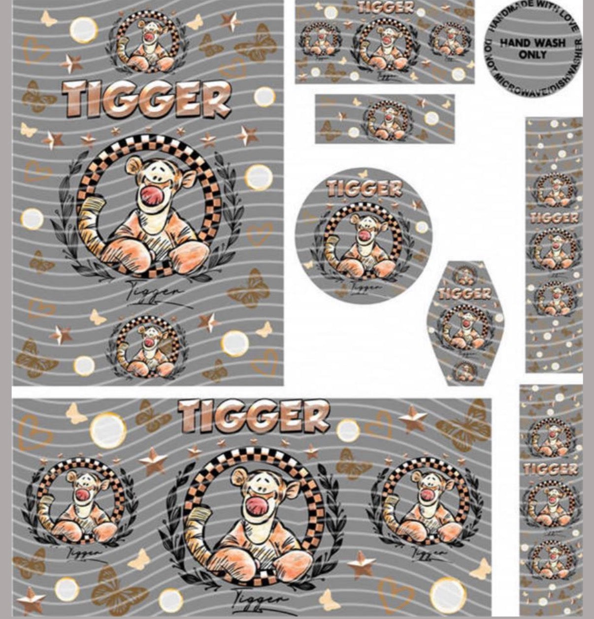 Premium 8-in-1 UVDTF Wraps | Multi Design Transfer Pack | Ready to Apply | Design 44