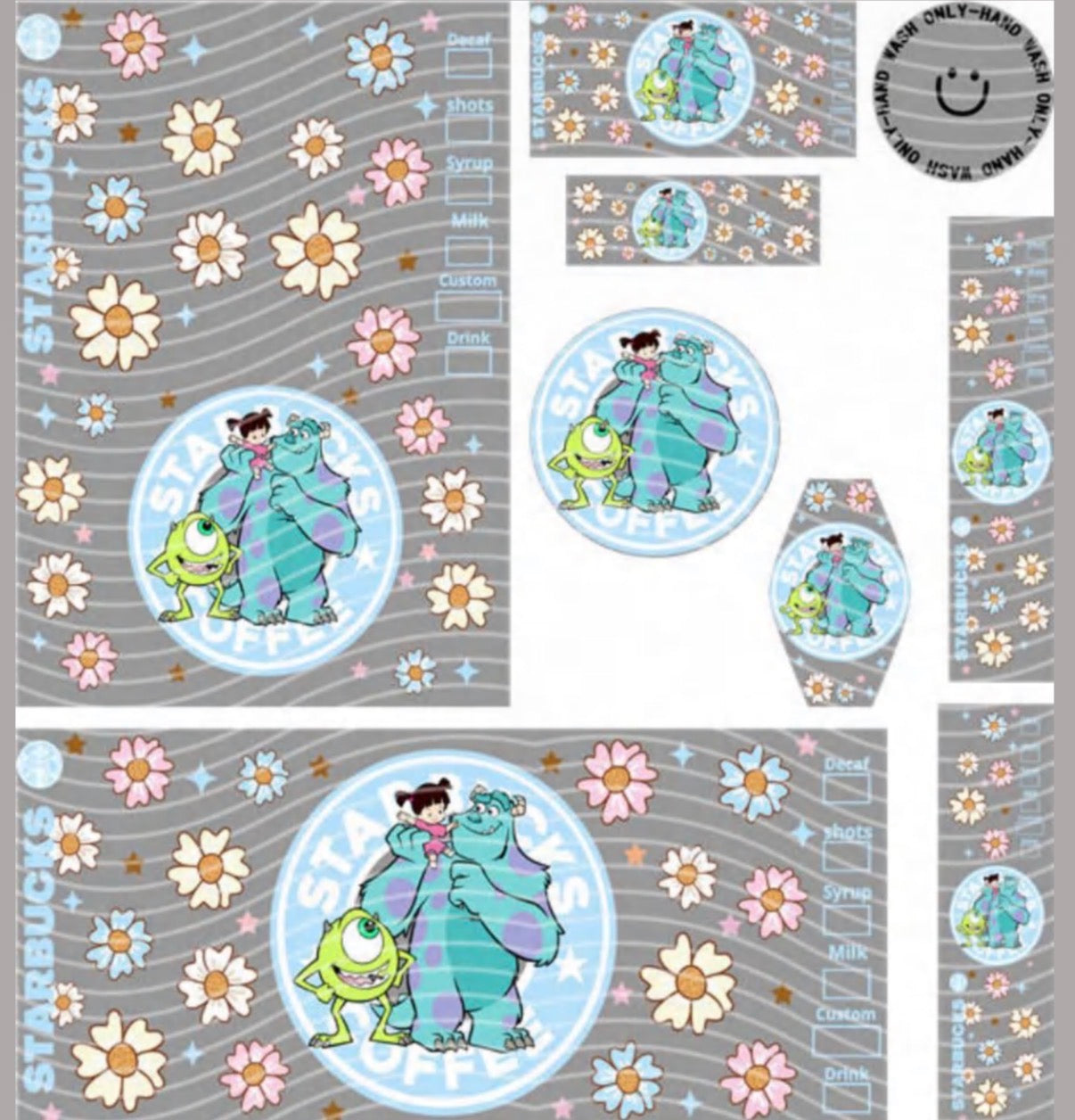 Premium 8-in-1 UVDTF Wraps | Multi Design Transfer Pack | Ready to Apply | Design 9
