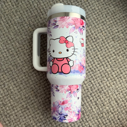 40oz Stainless Steel Tumbler (kitty Pink, blue and purple)