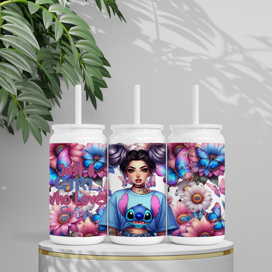 16oz Insulated Stainless Steel Tumbler (Girl who loves blue alien)