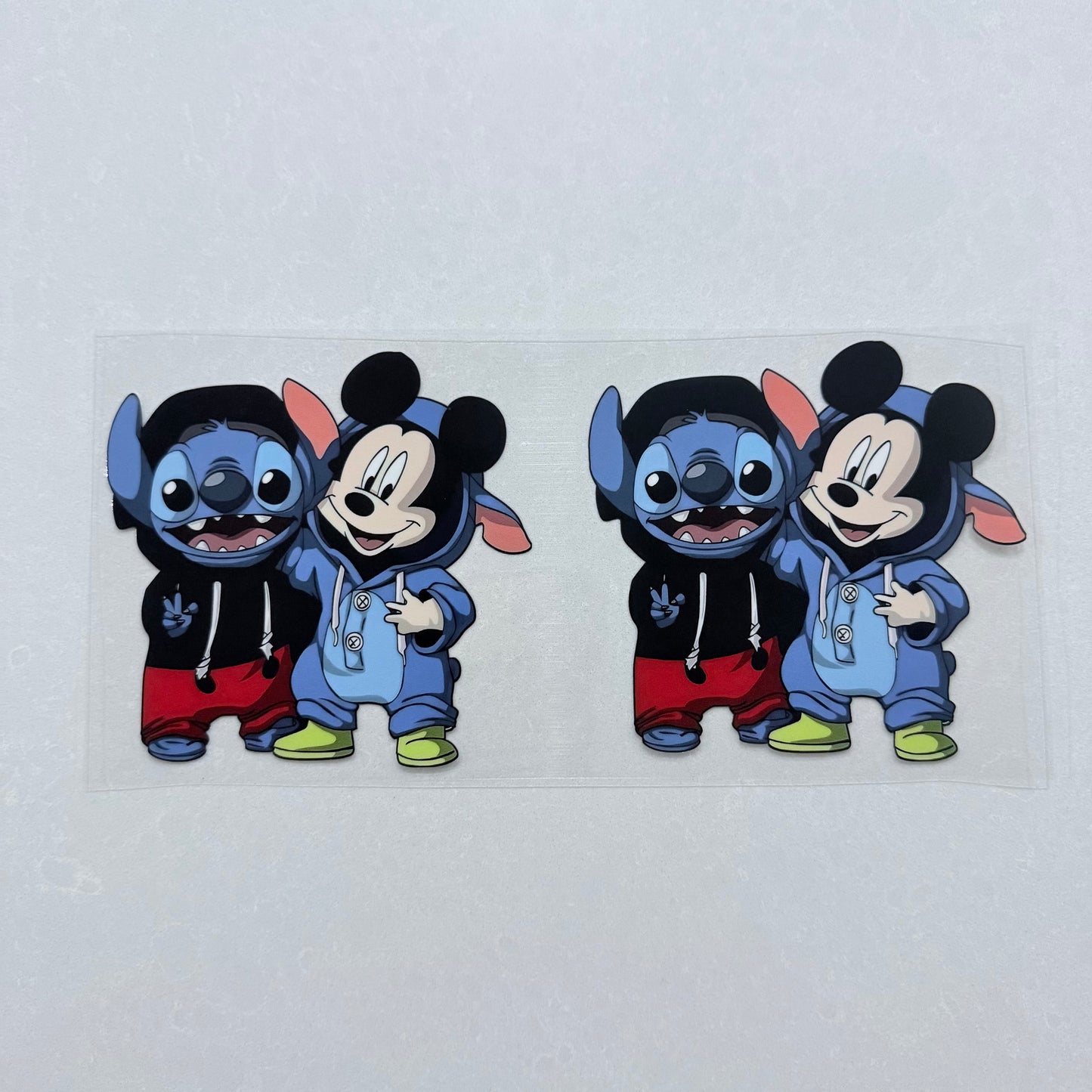 Single Sided UV DTF Wrap 16oz Tumbler Transfer (24cm x 11cm) blue alien and mouse gansta