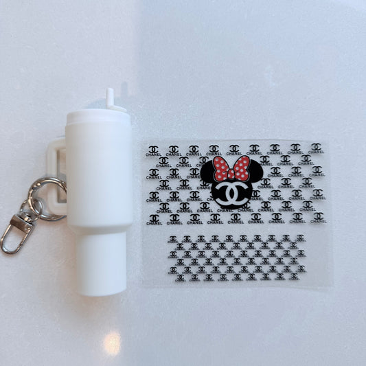 Premium UVDTF Wrap for Mini Tumbler Keychains | Durable, No-Weed Peel & Stick (designer cc mouse head)