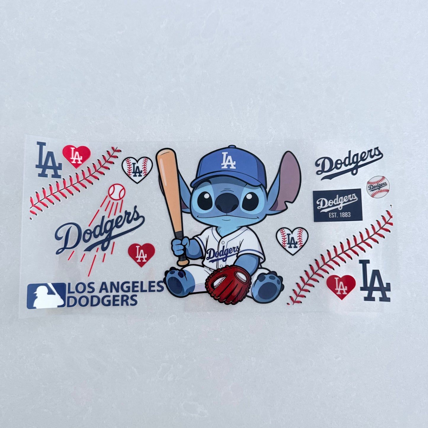 Single Sided UV DTF Wrap 16oz Tumbler Transfer (24cm x 11cm) blue alien baseball