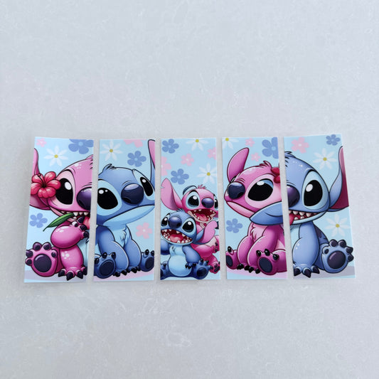 Single Sided UV DTF Wrap 16oz Tumbler Transfer (24cm x 11cm) blue and pink alien rectangles