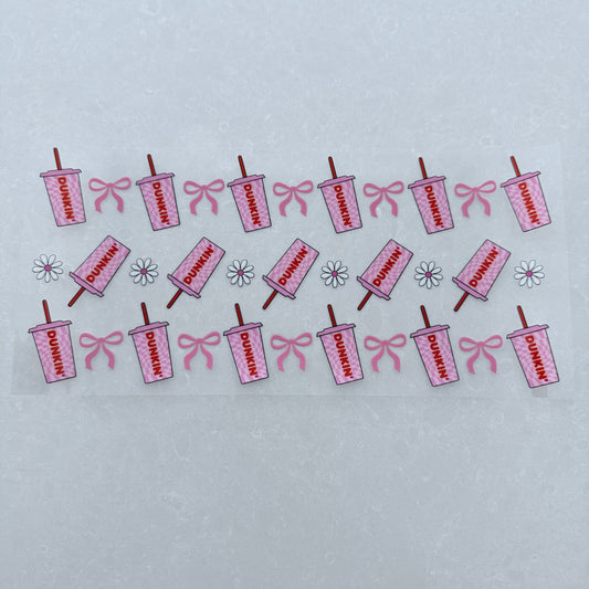 Single Sided UV DTF Wrap 16oz Tumbler Transfer (24cm x 11cm) ice coffee pink