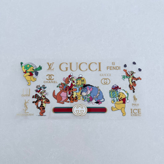 Single Sided UV DTF Wrap 16oz Tumbler Transfer (24cm x 11cm) designer honey bear Christmas