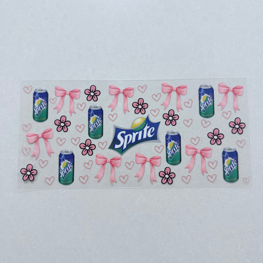 Single Sided UV DTF Wrap 16oz Tumbler Transfer (24cm x 11cm) sprite pink bows