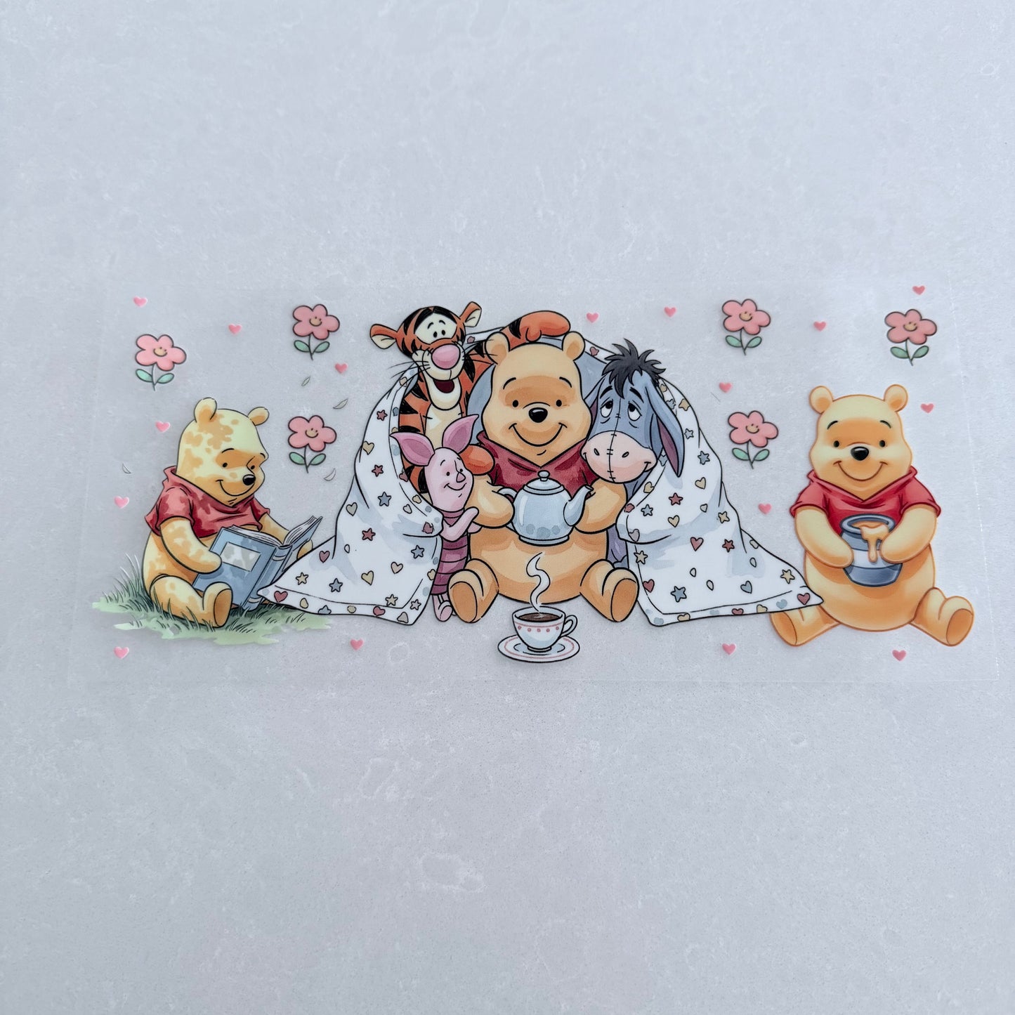 Single Sided UV DTF Wrap 16oz Tumbler Transfer (24cm x 11cm) honey bear & friends sleepover