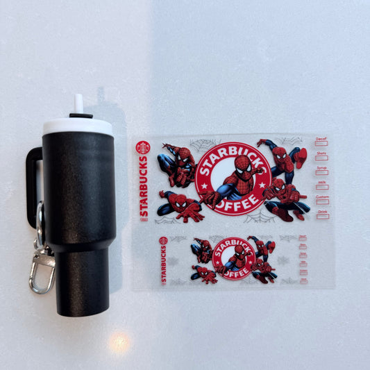 Premium UVDTF Wrap for Mini Tumbler Keychains | Durable, No-Weed Peel & Stick (spider)