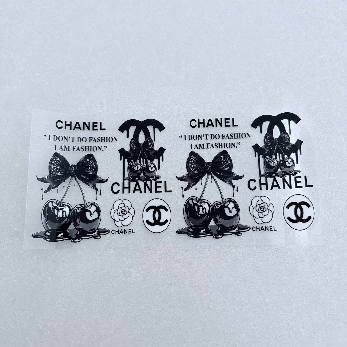 Single Sided UV DTF Wrap 16oz Tumbler Transfer (24cm x 11cm) designer CC black cherries