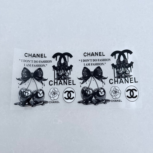 Single Sided UV DTF Wrap 16oz Tumbler Transfer (24cm x 11cm) designer CC black cherries