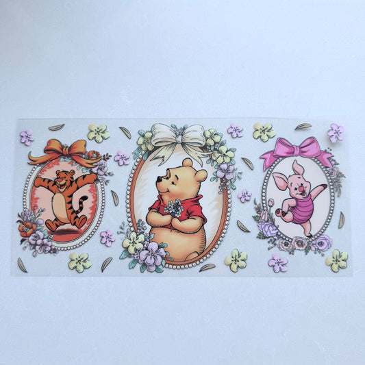 Double Sided UVDTF Wrap | 16oz Tumbler Transfer | 24cm x 11cm | Honey Bear & Friends | 77