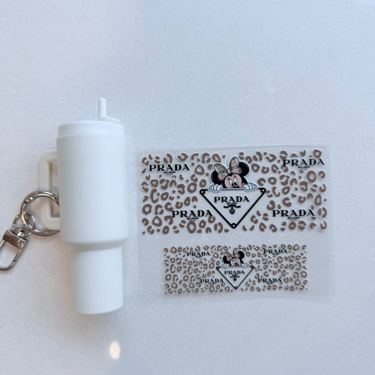 Premium UVDTF Wrap for Mini Tumbler Keychains | Durable, No-Weed Peel & Stick (designer milano mouse leopard)